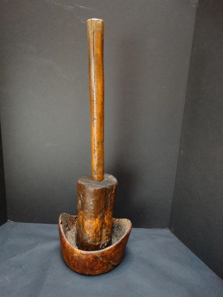 Wooden Mortar and Pestle Masher Long-handled & Large