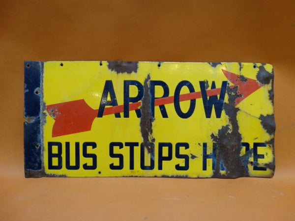 Arrow Bus Stops Here Metal Sign