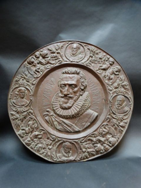 19th Century French Copper Medallion Wall Plaque Portrait of Henri IV A956