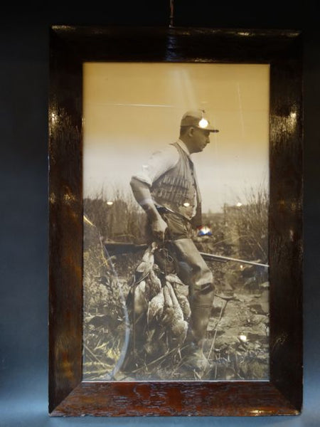 Black and White Large Vintage Photograph of a Duck Hunter