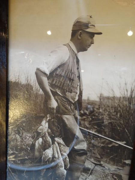 Black and White Large Vintage Photograph of a Duck Hunter