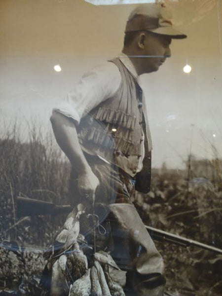 Black and White Large Vintage Photograph of a Duck Hunter