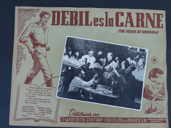 THE FOXES OF HARROW (El Debil es la Carne) Lobby Card 1947