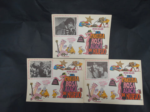 THE PINK PANTHER STRIKES AGAIN (Pantera Rosa Ataca de Nuevo) 3 Lobby Cards 1976