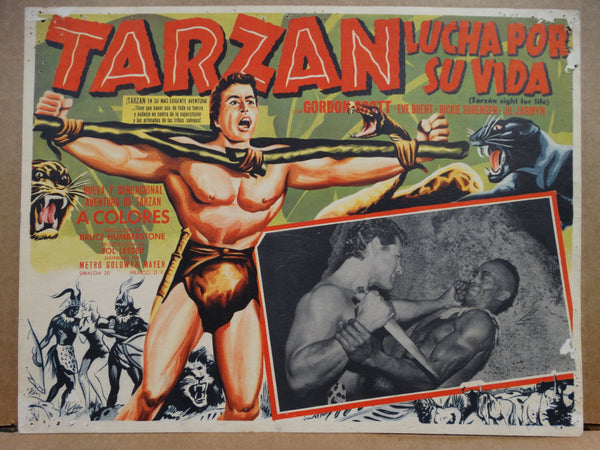 TARZAN'S FIGHT FOR LIFE (Tarzan Lucha Por Sa Vida) 1958 Set of 2 Lobby Cards