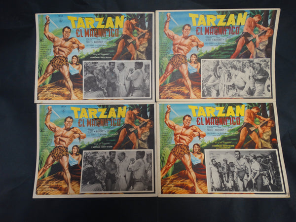 TARZAN THE MAGNIFICENT(Tarzan El Magnifico) set of 4 Lobby Cards 1960