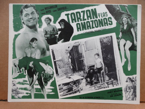 TARZAN & THE AMAZONS (Tarzan y las Amazonas) 1945 Spanish Language Lobby Card