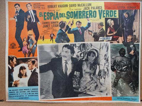 HOW TO STEAL THE WORLD 1968 feature spun off from The Man from U.N.C.L.E. (El Espia del Sombrero Verde) Lobby Cards, Set of 4