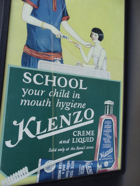 Mother Daughter Klenzo Dentifrice Poster 1920s - School Your Child In Mouth Hygiene