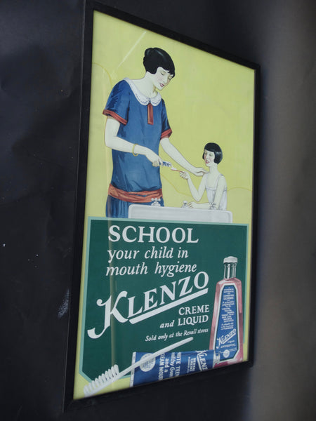 Mother Daughter Klenzo Dentifrice Poster 1920s - School Your Child In Mouth Hygiene