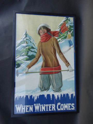 When Winter Comes Ski Poster c 1920