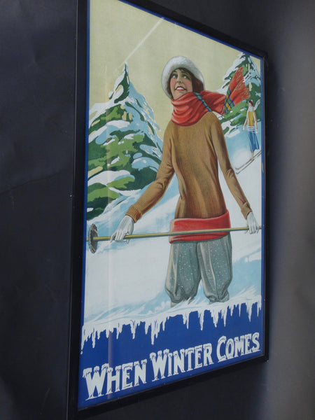 When Winter Comes Ski Poster c 1920