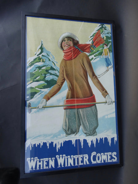 When Winter Comes Ski Poster c 1920