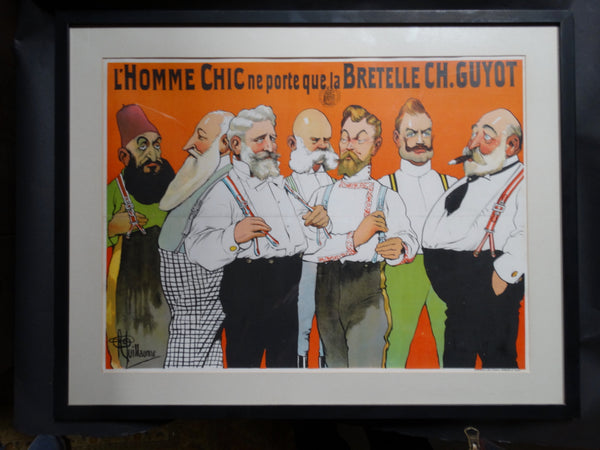 Albert Guillaume - Advertisement for Charles Guyot Suspenders - Lithographic Poster 1906 AP1205
