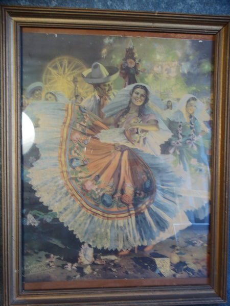 Mexican Calendar Art Litho - Eduardo Cataño - Fiesta Jarocha / La Zandunga 1940 AP1236