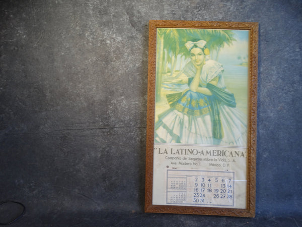 La Latino Americana Calendar Señorita c 1940 Lithograph AP1241