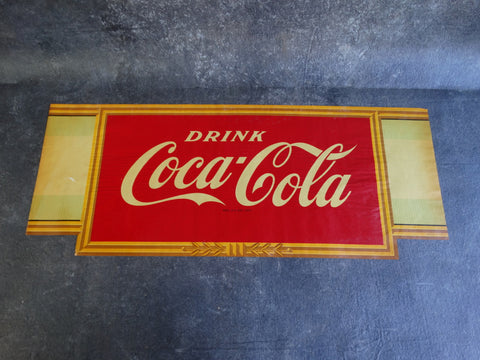 Coca-Cola New Old Stock Cafe Front Window Display Valance Celluloid Transfer 1933-37 AP1251