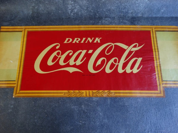 Coca-Cola New Old Stock Cafe Front Window Display Valance Celluloid Transfer 1933-37 AP1251