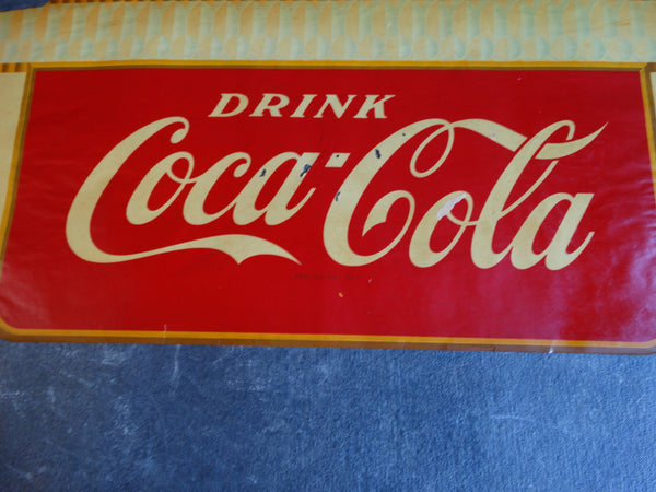 Coca-Cola New Old Stock Cafe Front Window Display Valance Celluloid Transfer 1933-37 AP1252