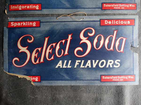 Pair of Select Soda All Flavors Grocery Window Signs circa 1915 AP1272
