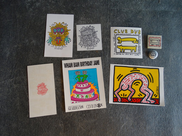 Keith Haring Original Club DV8 Invites & Club Pins