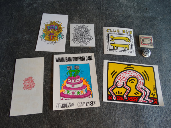 Keith Haring Original Club DV8 Invites & Club Pins