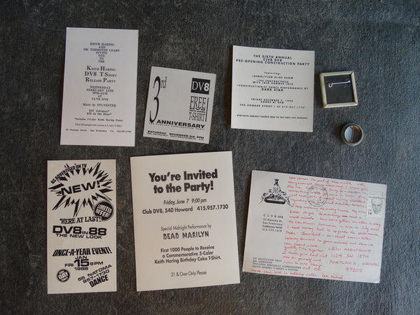 Keith Haring Original Club DV8 Invites & Club Pins