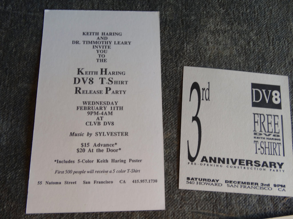 Keith Haring Original Club DV8 Invites & Club Pins – Early