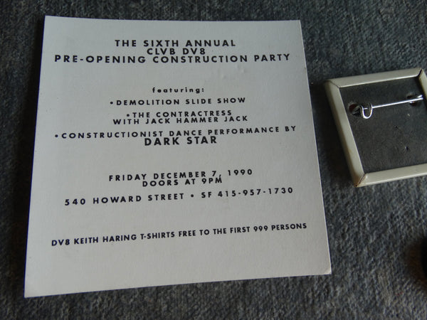Keith Haring Original Club DV8 Invites & Club Pins