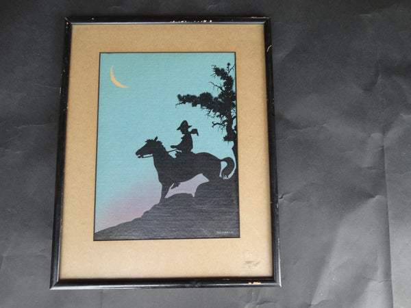 Moonlight Cowboy - Sid Martin Color Serigraph circa 1930s AP1302