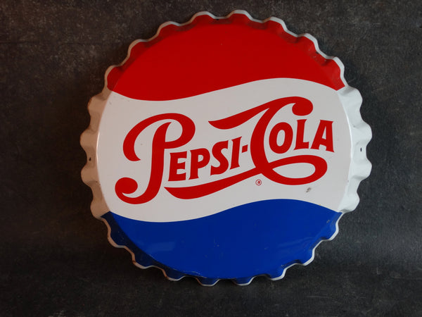 Pepsi-Cola Bootle Cap Sign Tin Litho c 1967 AP1316