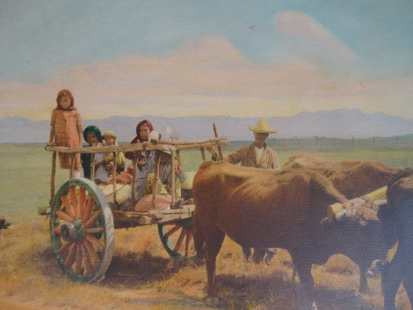 Hand Tinted Photograph of Chicano El Paso Texas Farm Family circa 1945 AP1326
