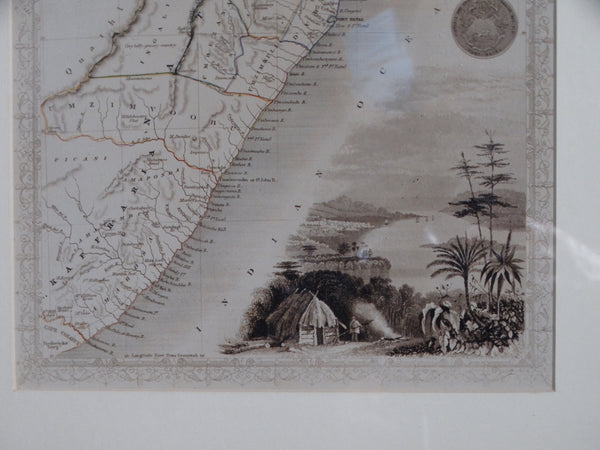 19th Century Map of East Coast of Africa - Natal and Kaffaria - Present Day South Africa AP1363