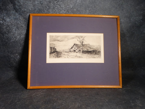 Arthur Millier - Old Barn Paso Robles 1961 Etching AP1365