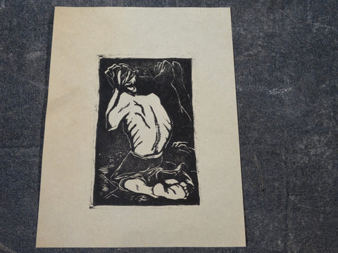 Alberto Beltran  - Kneeling Beggar - Linoleum Engraving - AP1371