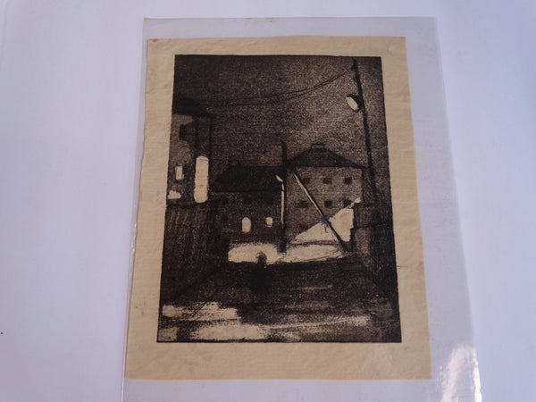 Marie Cofalka - Noctunal Street Scene - Lithograph on Parchment - c1960s AP1397
