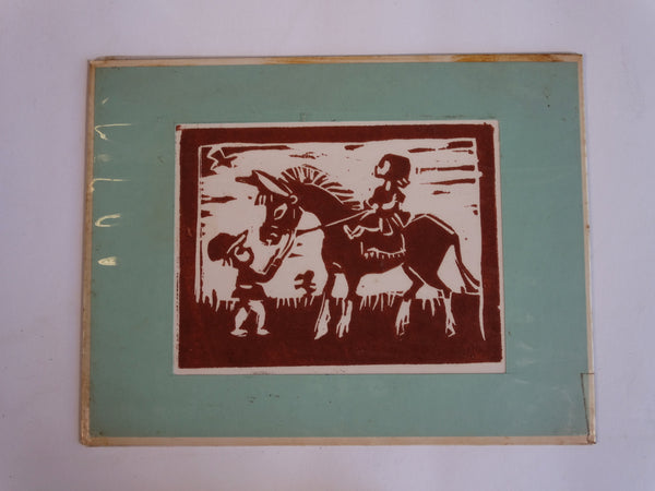 Marie Cofalka - Children with Pony - Linoleum Print AP1410