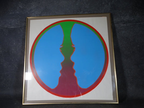 Blue -1970s Intensely Groovy Double Profile Silkscreen Print AP1416