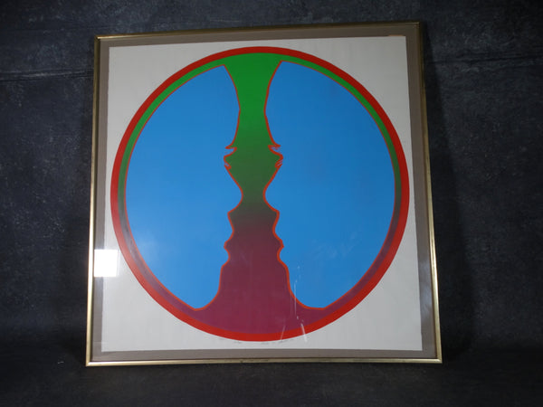 Blue -1970s Intensely Groovy Double Profile Silkscreen Print AP1416