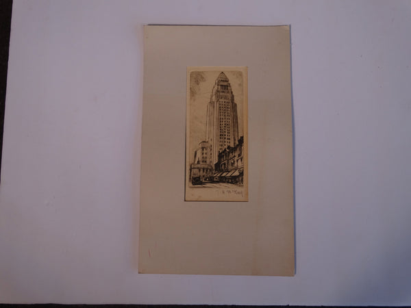 Thomas Hill McKay (1875-1941) City Hall, Los Angeles - Etching AP1426