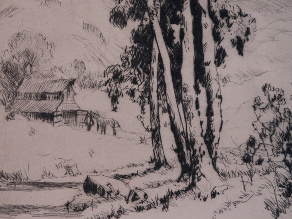 Thomas Hill McKay (1875-1941) Eucalyptus on a Farmstead - Etching AP1453