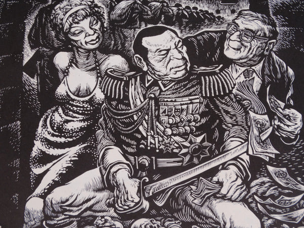 Iker Larrauri (1929-2021)- Portrait of a Dictator - 1959 - Linocut AP1456