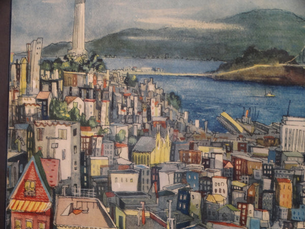 Lamartine Le Goullon – View of San Francisco c 1950s - Lithograph AP1471