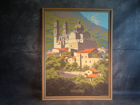 Sam Hyde Harris -  Iconic Southern Pacific Railroad Poster showing Taxco, Mexico AP1473