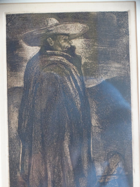 Carl Pappé - Rare Etching - Man in a Sombrero and Cloak AP1497