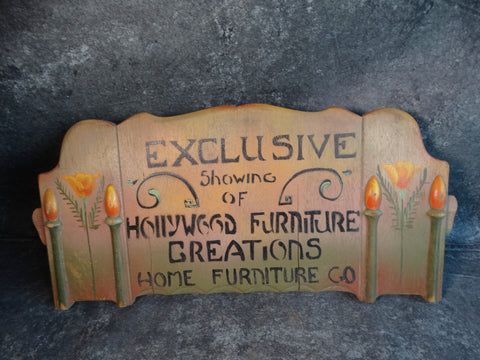 Vintage Store Sign for the Home Furniture Co: featuring their Hollywood Furniture Creations c 1941 AP1505