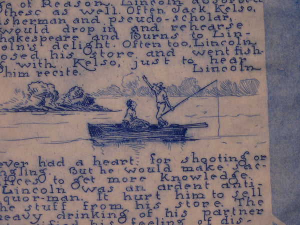 Bernhardt Wall - etching from his Lincoln Project - Lincoln and Kelso Rehearsing Shakespeare While Fishing In A Boat - AP1522