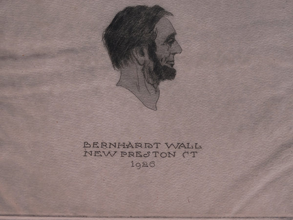 Bernhardt Wall - etching from his Lincoln Project -  1926 Title Page Lincoln's New Salem