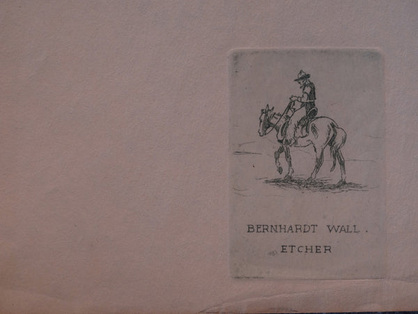 Bernhardt Wall - etching from his Lincoln Project - Artist's credit as a self-portrait on horseback -  AP1534