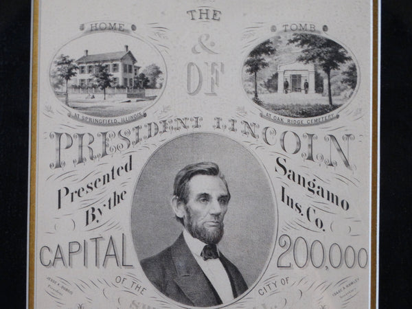 Forbringer & Co - Commemorative Abraham Lincoln Lithograph Advertising the Sangamo Insurance Co of Springfield Illinois AP1540